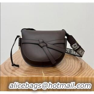 Most Popular Loewe Small Gate Dual Bag in Soft Calfskin and Jacquard Strap L0301 Coffee 2024 Top