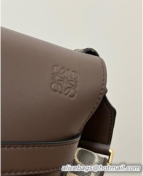 Most Popular Loewe Small Gate Dual Bag in Soft Calfskin and Jacquard Strap L0301 Coffee 2024 Top