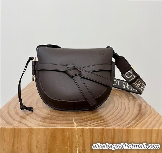 Most Popular Loewe Small Gate Dual Bag in Soft Calfskin and Jacquard Strap L0301 Coffee 2024 Top