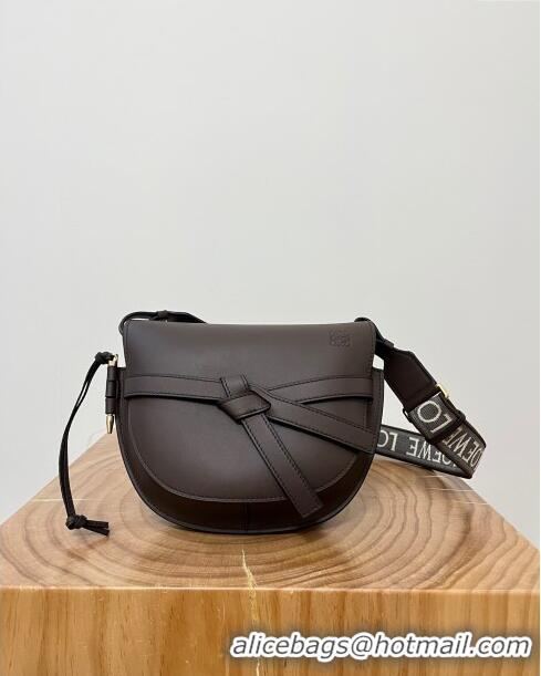 Most Popular Loewe Small Gate Dual Bag in Soft Calfskin and Jacquard Strap L0301 Coffee 2024 Top