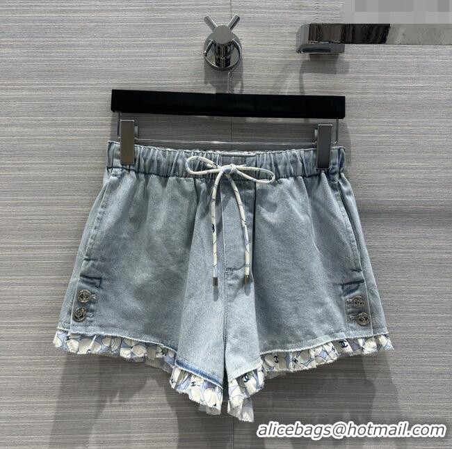 Best Price Chanel Denim Jacket and Shorts CH053101 Blue 2024