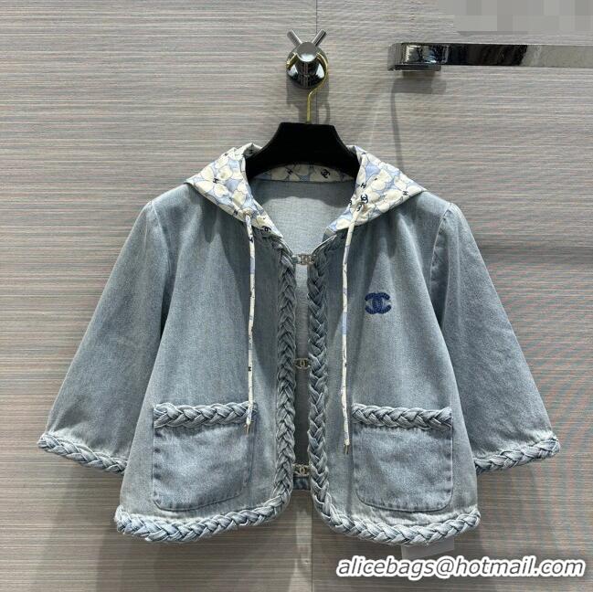 Best Price Chanel Denim Jacket and Shorts CH053101 Blue 2024