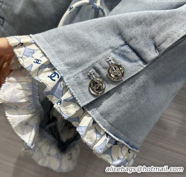 Best Price Chanel Denim Jacket and Shorts CH053101 Blue 2024