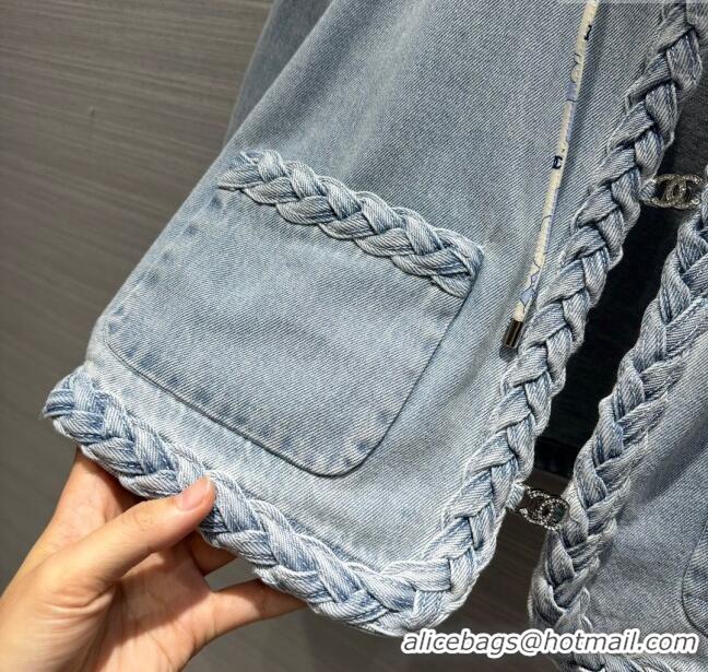 Best Price Chanel Denim Jacket and Shorts CH053101 Blue 2024