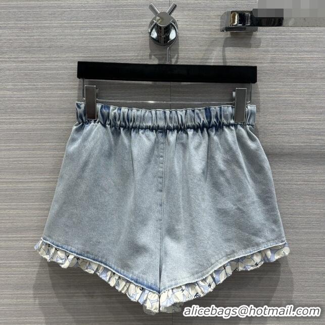 Best Price Chanel Denim Jacket and Shorts CH053101 Blue 2024