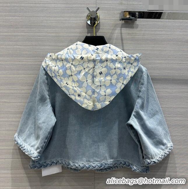 Best Price Chanel Denim Jacket and Shorts CH053101 Blue 2024