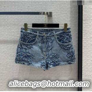 Original Cheap Chanel Denim Shorts CH053104 Blue 2024