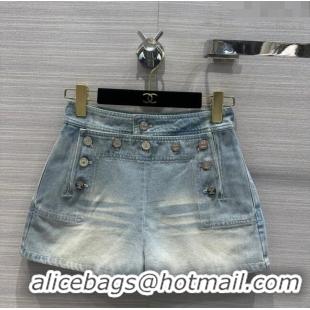 Buy Classic Chanel Denim Shorts CH053106 Blue 2024