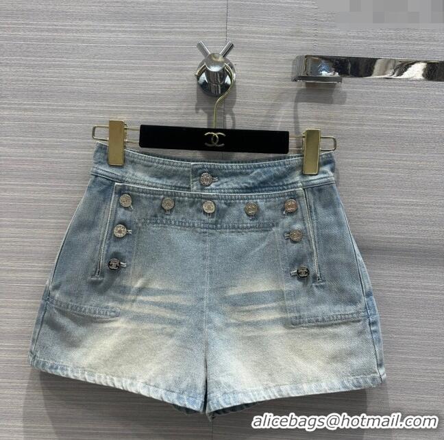 Buy Classic Chanel Denim Shorts CH053106 Blue 2024