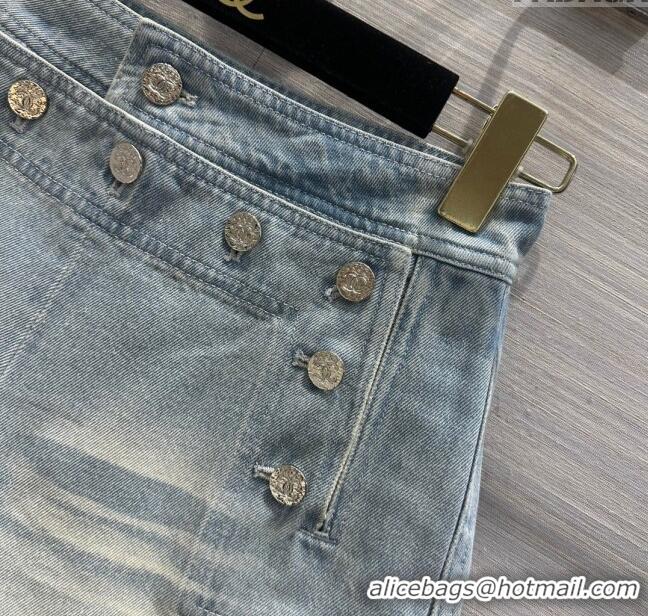 Buy Classic Chanel Denim Shorts CH053106 Blue 2024