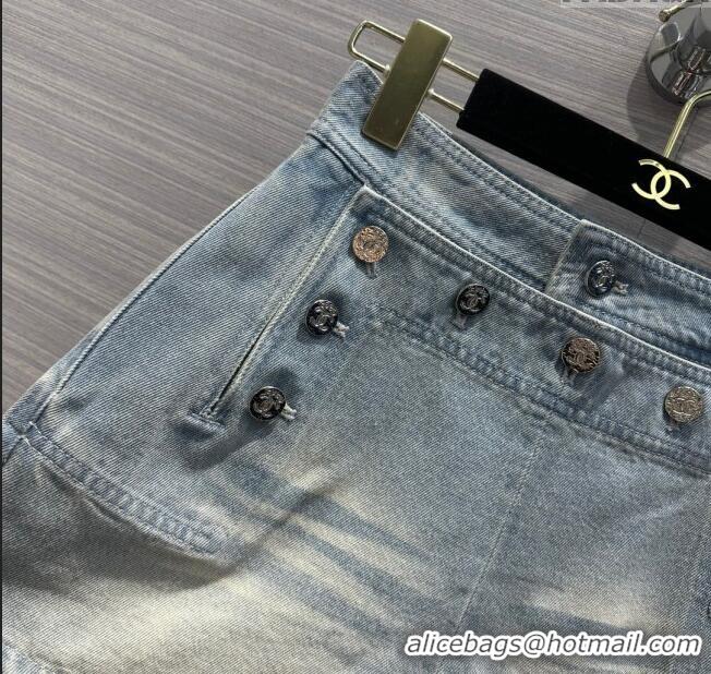 Buy Classic Chanel Denim Shorts CH053106 Blue 2024