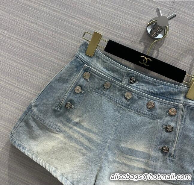 Buy Classic Chanel Denim Shorts CH053106 Blue 2024