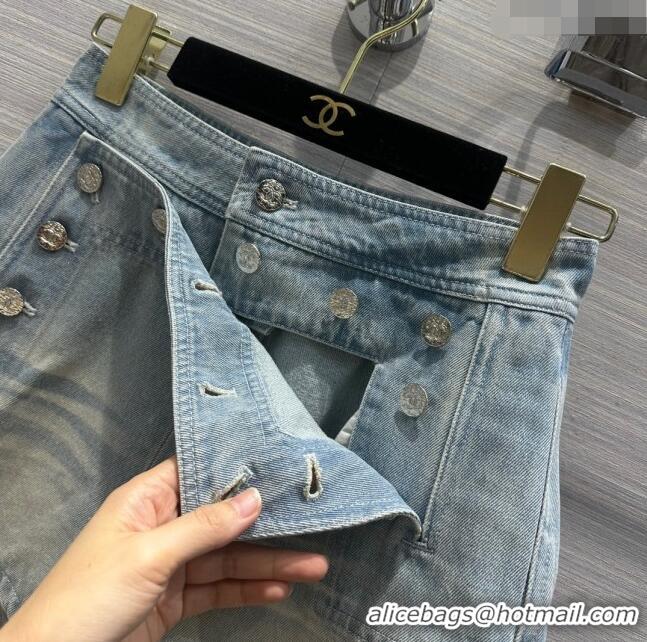 Buy Classic Chanel Denim Shorts CH053106 Blue 2024