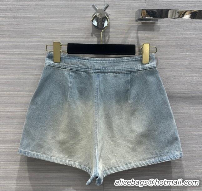 Buy Classic Chanel Denim Shorts CH053106 Blue 2024