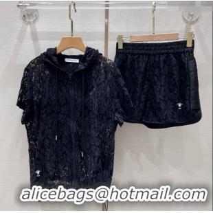 ​Luxury Cheap Dior Lace Top and Shorts D053115 Black 2024