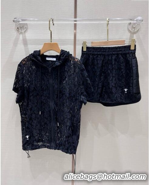 ​Luxury Cheap Dior Lace Top and Shorts D053115 Black 2024