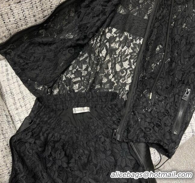 ​Luxury Cheap Dior Lace Top and Shorts D053115 Black 2024