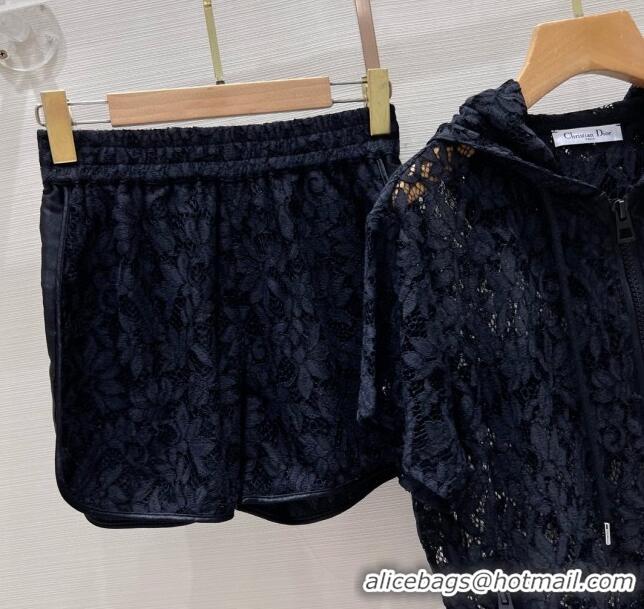 ​Luxury Cheap Dior Lace Top and Shorts D053115 Black 2024