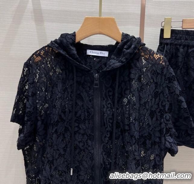 ​Luxury Cheap Dior Lace Top and Shorts D053115 Black 2024