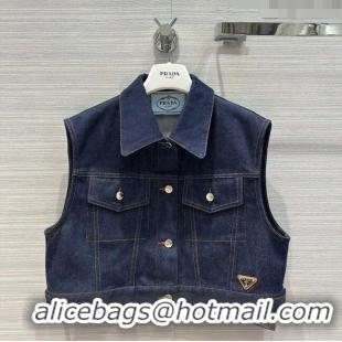 Luxury Classic Prada Denim Vest P053127 Blue 2024