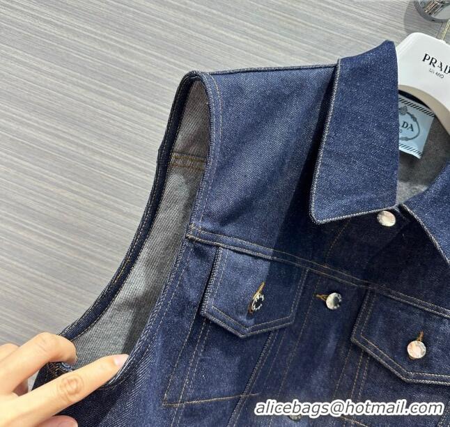 Luxury Classic Prada Denim Vest P053127 Blue 2024