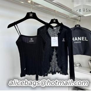 Modern Discount Chanel Knit Vest and Cardigan CH6502 Black 2024