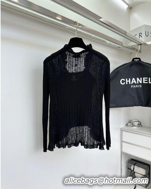 Modern Discount Chanel Knit Vest and Cardigan CH6502 Black 2024