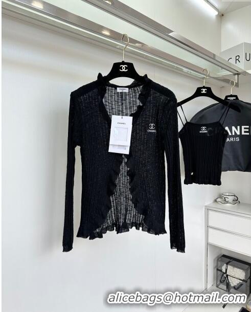 Modern Discount Chanel Knit Vest and Cardigan CH6502 Black 2024