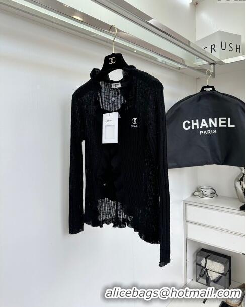 Modern Discount Chanel Knit Vest and Cardigan CH6502 Black 2024