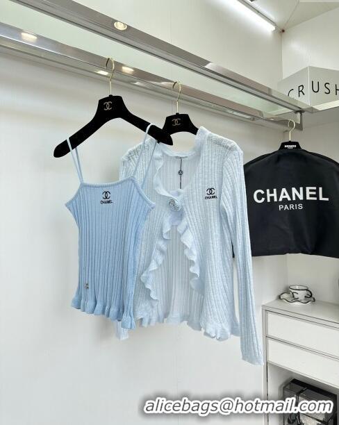 New Style Chanel Knit Vest and Cardigan CH6503 Blue 2024