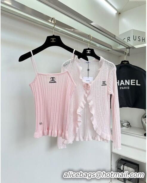 New Design Chanel Knit Vest and Cardigan CH6501 Pink 2024