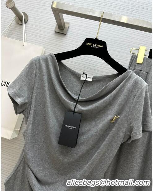 Noble Discount Saint Laurent T-shirt and Pants S053132 Grey 2024