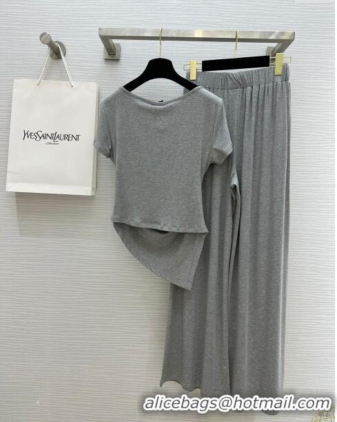 Noble Discount Saint Laurent T-shirt and Pants S053132 Grey 2024