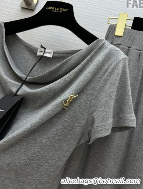 Noble Discount Saint Laurent T-shirt and Pants S053132 Grey 2024