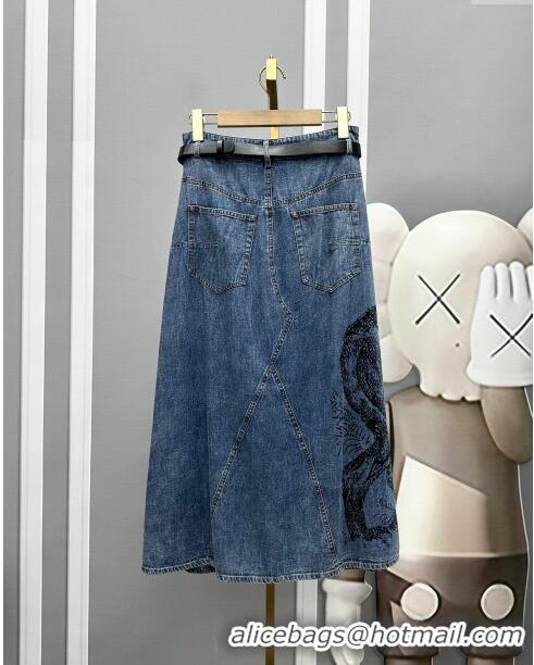 Cheap Wholesale Dior Denim Skirt D6505 Blue 2024