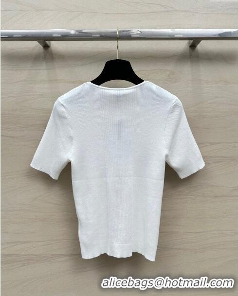 Top Quality Classic Chanel Knit T-shirt CH6513 White 2024