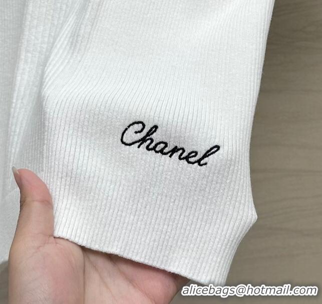 Top Quality Classic Chanel Knit T-shirt CH6513 White 2024