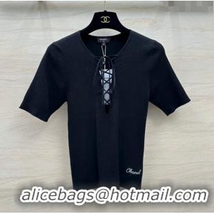 ​Wholesale Discount Chanel Knit T-shirt CH6514 Black 2024