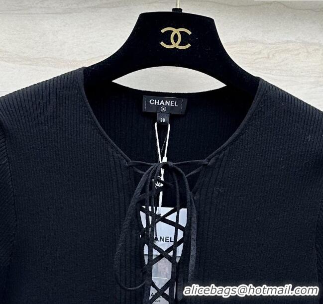 ​Wholesale Discount Chanel Knit T-shirt CH6514 Black 2024