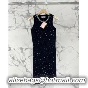 ​Top Design Miu Miu Crystal Knit Dress M6522 Black 2024