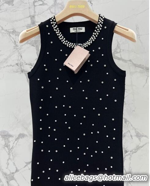 ​Top Design Miu Miu Crystal Knit Dress M6522 Black 2024