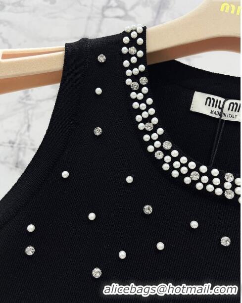 ​Top Design Miu Miu Crystal Knit Dress M6522 Black 2024