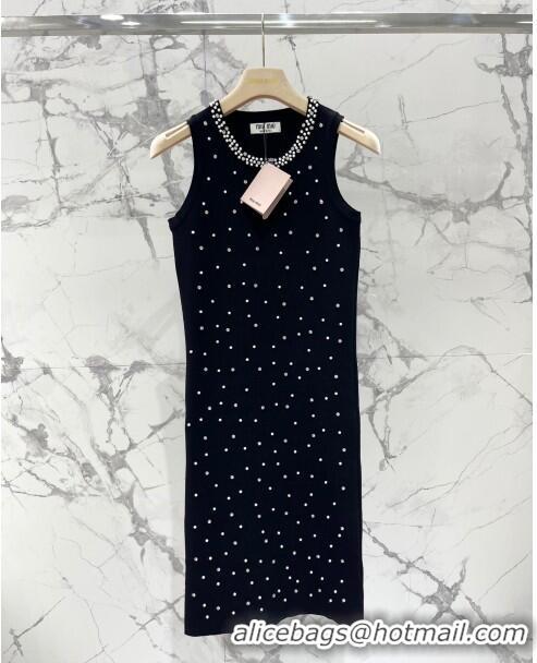 ​Top Design Miu Miu Crystal Knit Dress M6522 Black 2024