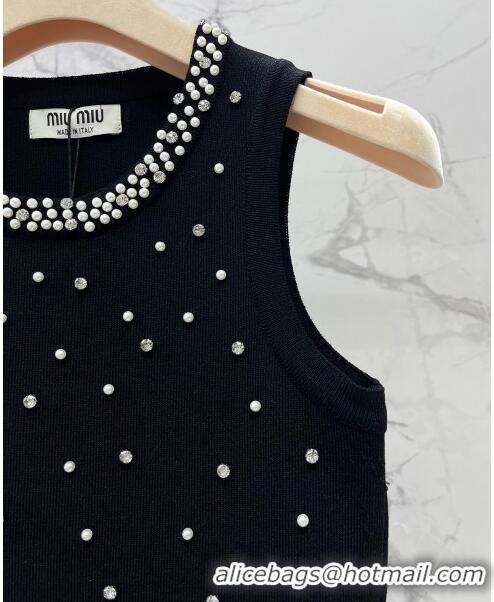 ​Top Design Miu Miu Crystal Knit Dress M6522 Black 2024