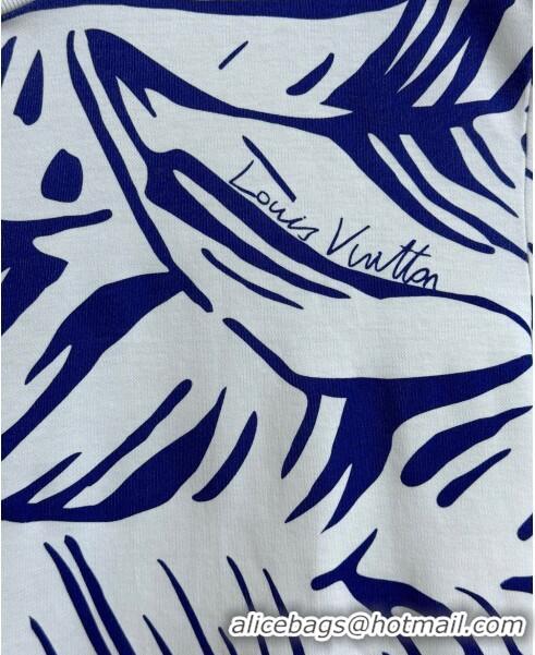 Most Popular Louis Vuitton Cotton T-shirt LV6609 White/Blue 2024