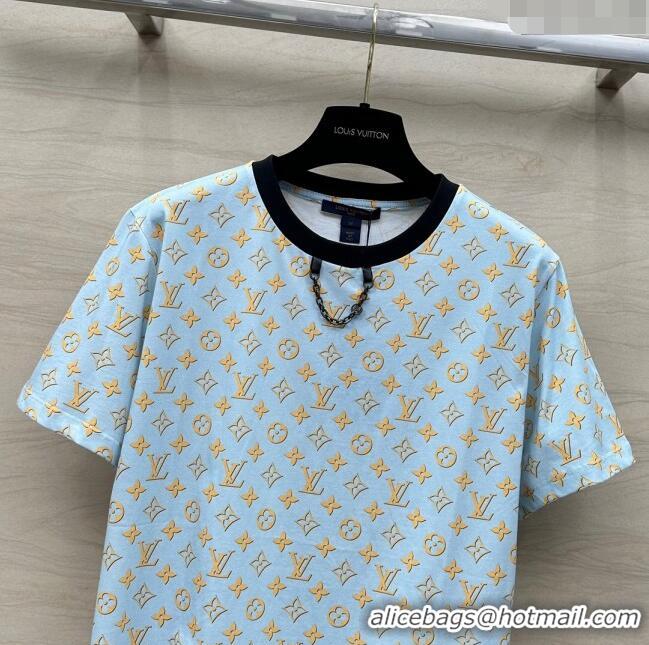 ​Classic Discount Louis Vuitton Monogram Cotton T-shirt LV6614 Blue 2024