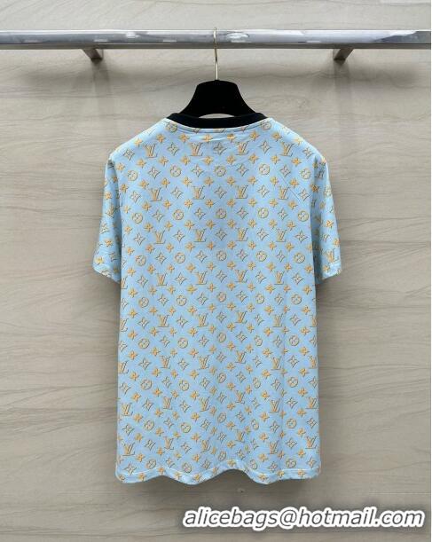 ​Classic Discount Louis Vuitton Monogram Cotton T-shirt LV6614 Blue 2024