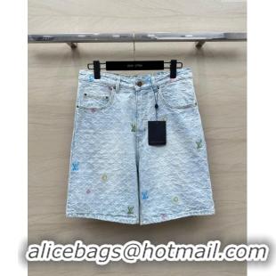 Best Price Louis Vuitton Monogram Denim Shorts LV6616 Blue 2024