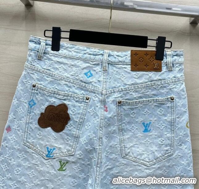 Best Price Louis Vuitton Monogram Denim Shorts LV6616 Blue 2024