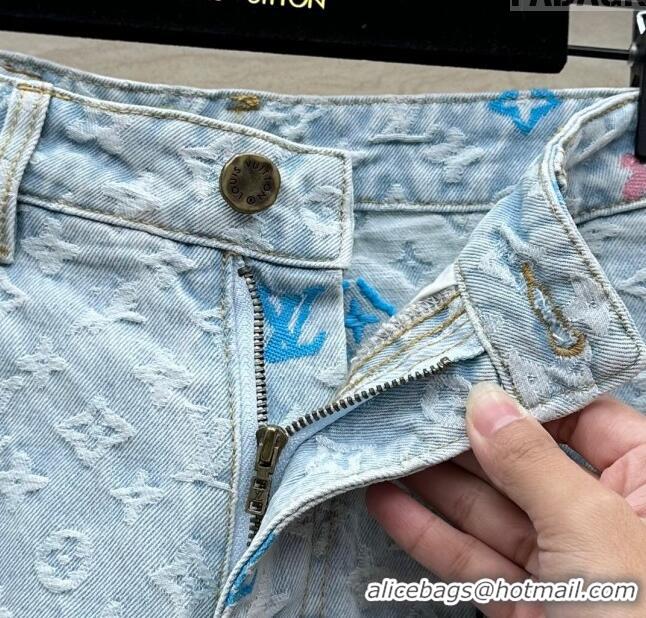 Best Price Louis Vuitton Monogram Denim Shorts LV6616 Blue 2024